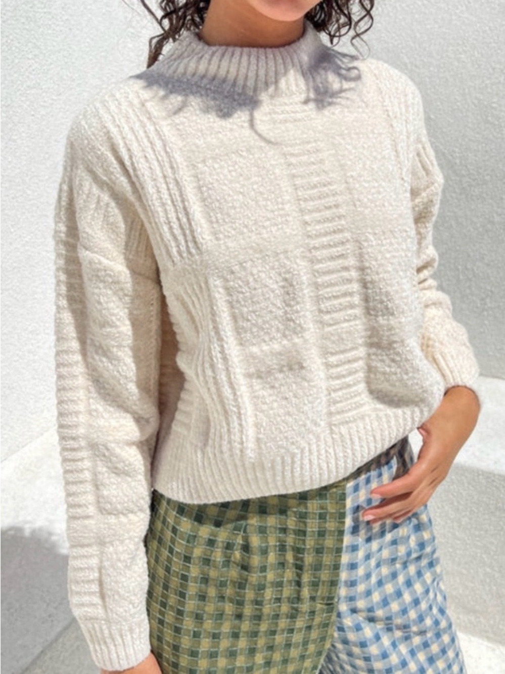 Lisa Says Gah Cream Textured Sweater